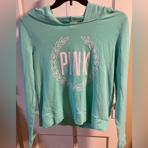 Mint Green Hoodie with PINK Logo - Picture 1 of 2